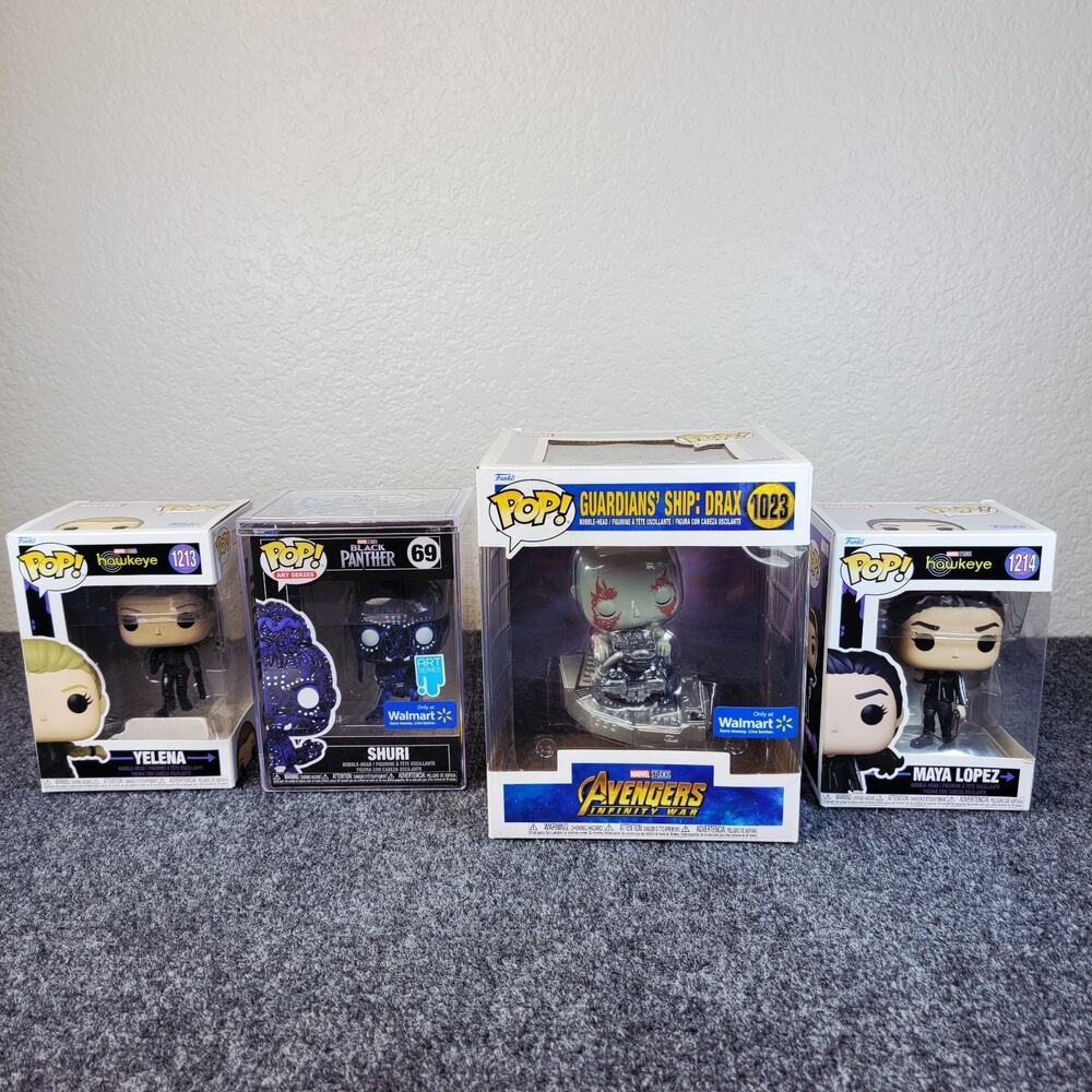 NIB Funko Pop Marvel Lot Exclusive Shuri Drax Yelena Maya Bobble Figures Set 4